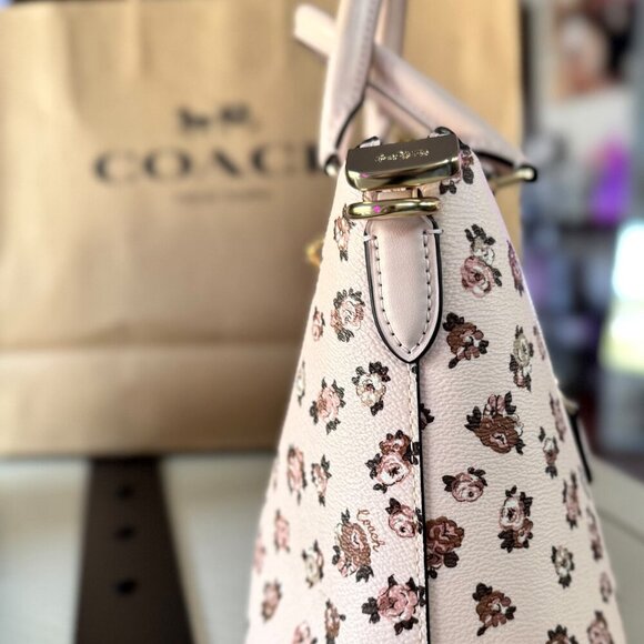 Coach Georgia Satchel Bag – Limited Edition Rose Floral Print Gold/Blush – NWT - Picture 9 of 16